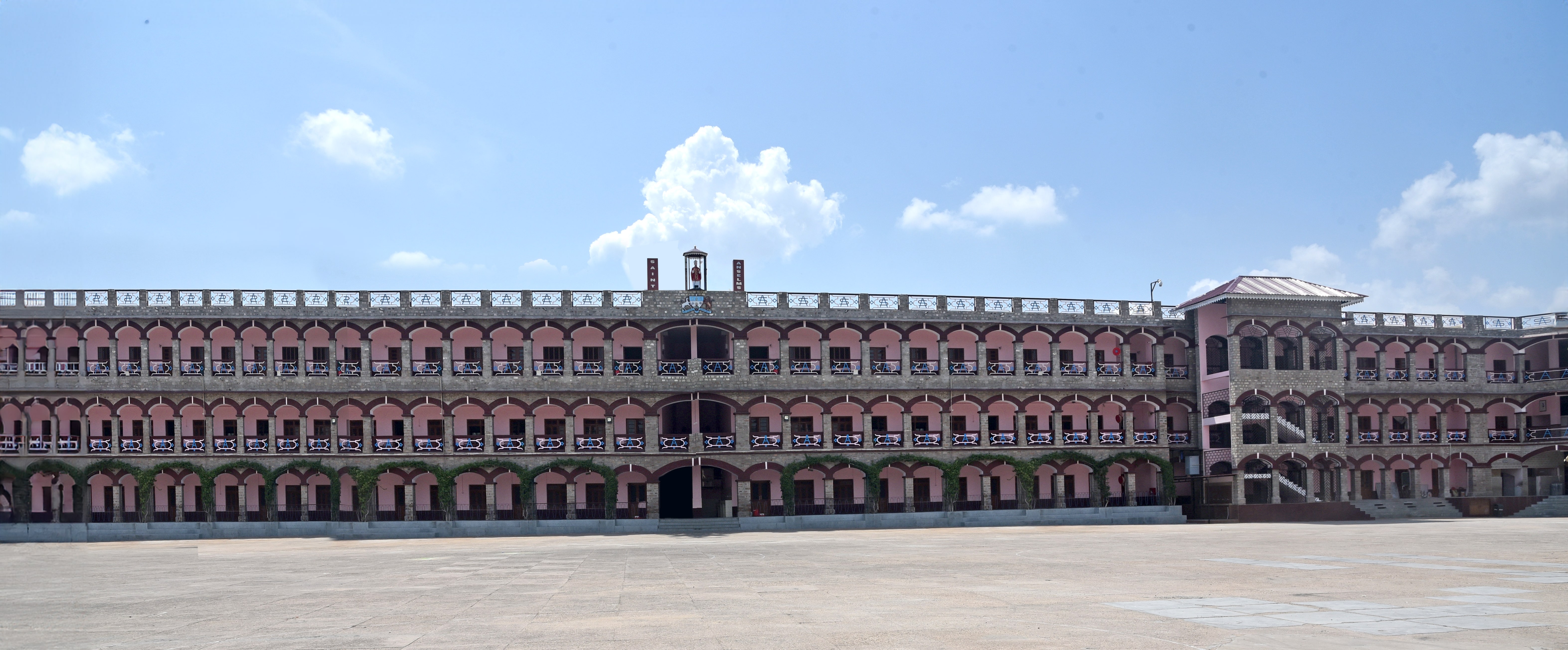 Students playing cricket
